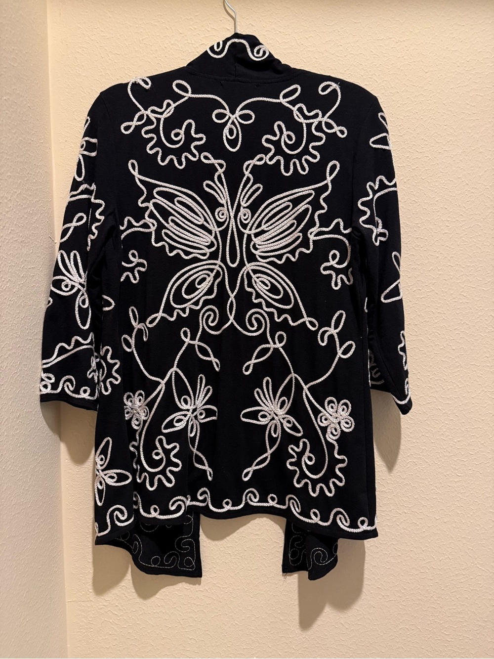 Black Embroidered Open Jacket & Pants Set - Women's Pants & Jumpsuits - Picture 3 of 7